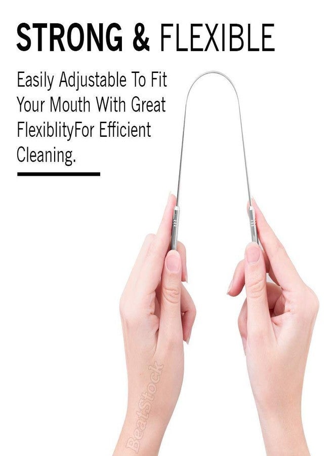 BeatStock,Stainless Steel Tongue Cleaner Scraper in Silver color For Bacteria Inhibiting and Fresh Breath and Oral Health (1) - Image 3